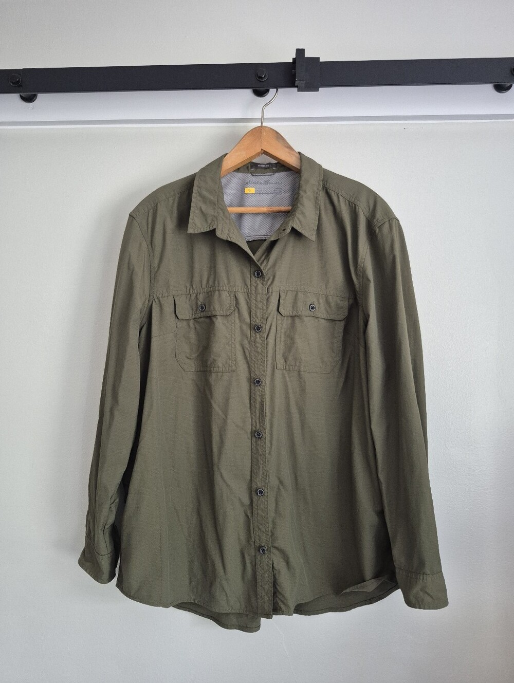 Eddie Bauer Women's Olive Green Utility Button-Up Shirt